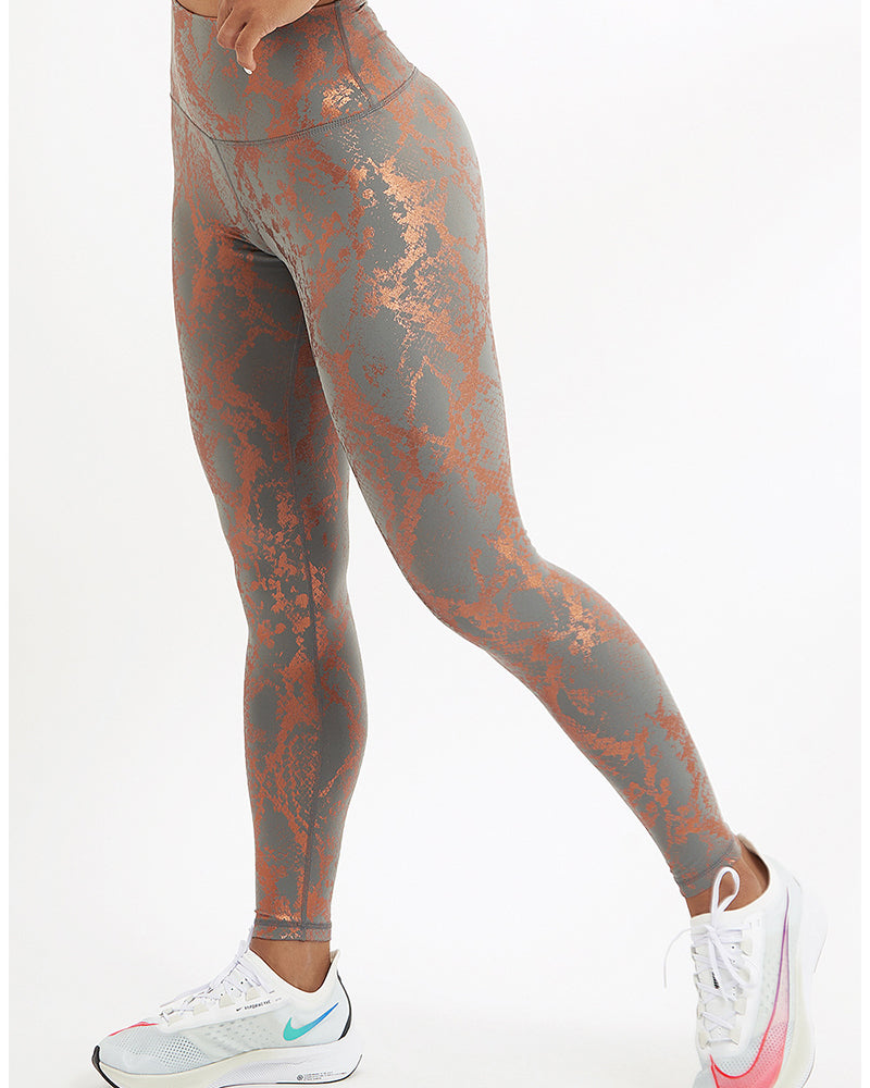 High Waist Fitness Leggings Tight-Fitting Elastic Bronzing Anti Cellulite Snake Peach Buttocks Legging Sport Women YJ10075