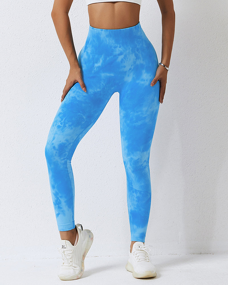 Women Seamless High Waist Tie-dye Slim Fitness Workout Leggings S-L