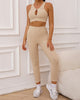 Fashion Women Solid Color Hollow Out Bra High Waist No Embarrassing Line Sports Leggings S-L