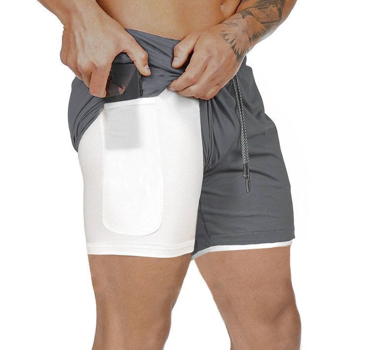 Fashion Hot NEW Men's Running Shorts Men 2 in 1 Sports Shorts Male Double-Deck Quick Drying Sports men Shorts Jogging Gym Shorts men OM9230 YD20001
