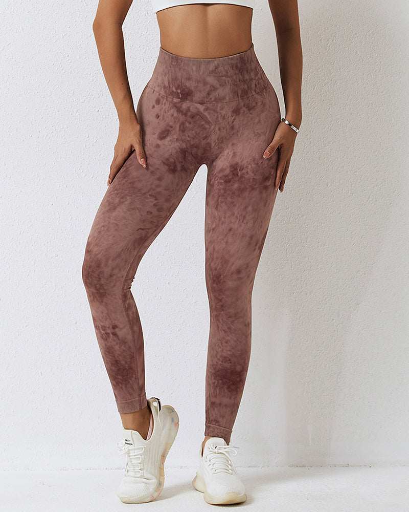 Women Seamless High Waist Tie-dye Slim Fitness Workout Leggings S-L