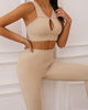 Fashion Women Solid Color Hollow Out Bra High Waist No Embarrassing Line Sports Leggings S-L