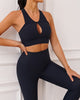 Fashion Women Solid Color Hollow Out Bra High Waist No Embarrassing Line Sports Leggings S-L