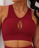 Fashion Women Solid Color Hollow Out Bra High Waist No Embarrassing Line Sports Leggings S-L