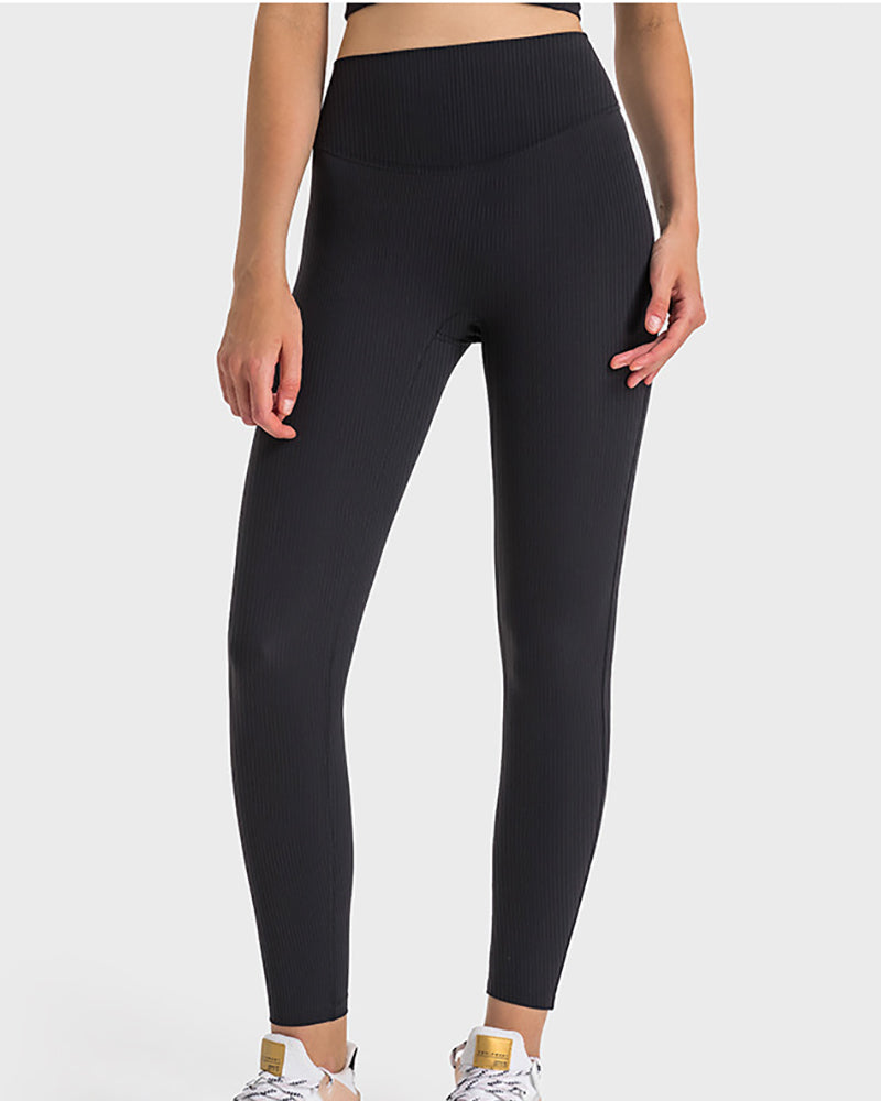 Women Solid Color High Waist Breathable Yoga Leggings 4-12