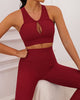 Fashion Women Solid Color Hollow Out Bra High Waist No Embarrassing Line Sports Leggings S-L