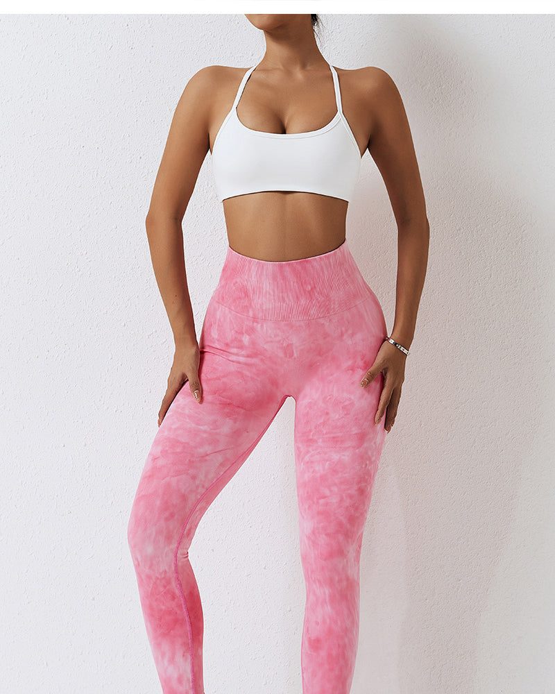 Women Seamless High Waist Tie-dye Slim Fitness Workout Leggings S-L