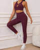 Fashion Women Solid Color Hollow Out Bra High Waist No Embarrassing Line Sports Leggings S-L