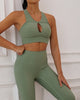 Fashion Women Solid Color Hollow Out Bra High Waist No Embarrassing Line Sports Leggings S-L