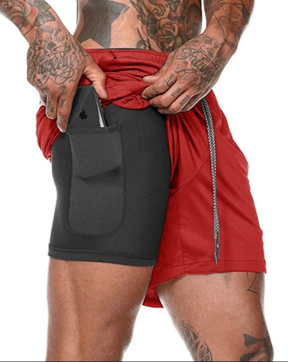 Fashion Hot NEW Men's Running Shorts Men 2 in 1 Sports Shorts Male Double-Deck Quick Drying Sports men Shorts Jogging Gym Shorts men OM9230 YD20001