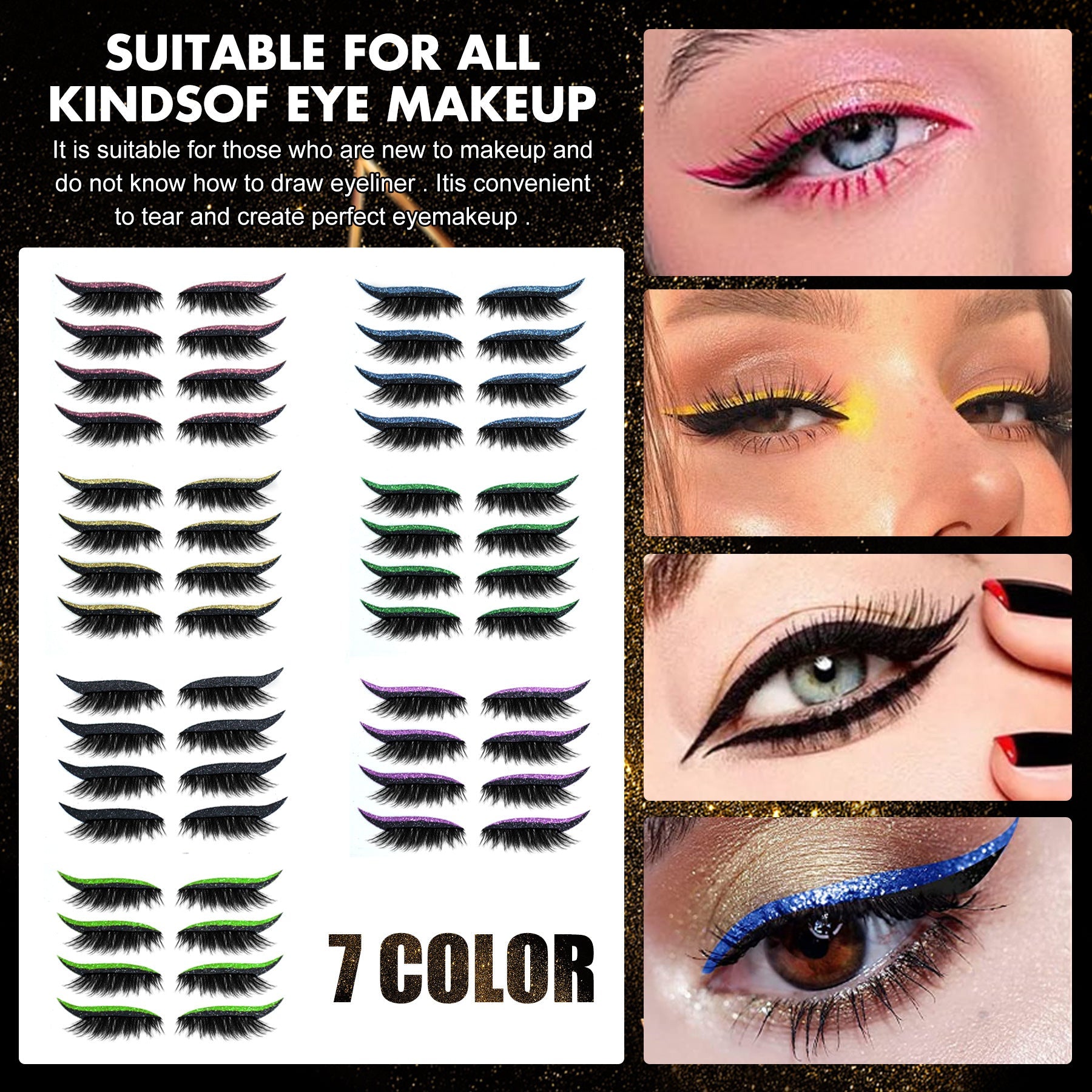 Mother's Day Sale-49% OFF🔥Reusable Eyeliner and Eyelash Stickers with Glitter