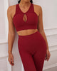 Fashion Women Solid Color Hollow Out Bra High Waist No Embarrassing Line Sports Leggings S-L