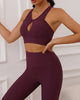 Fashion Women Solid Color Hollow Out Bra High Waist No Embarrassing Line Sports Leggings S-L