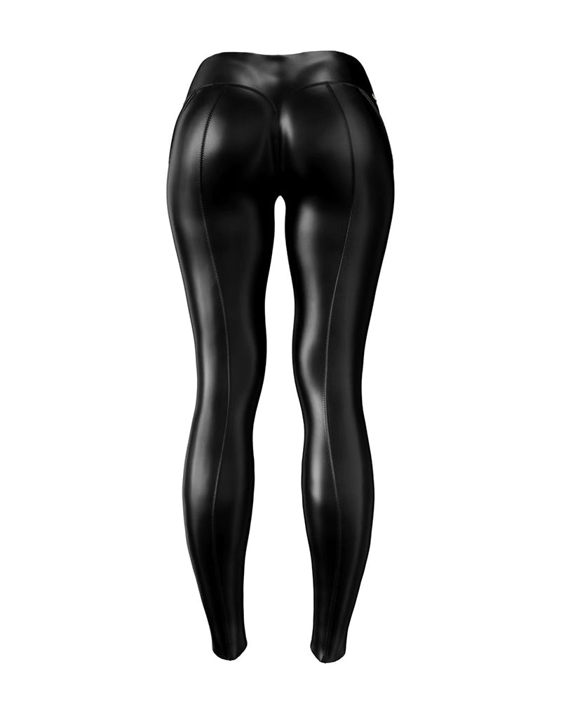 Women Yoga Fitness High Waist Slim PU Leggings Black S-2XL