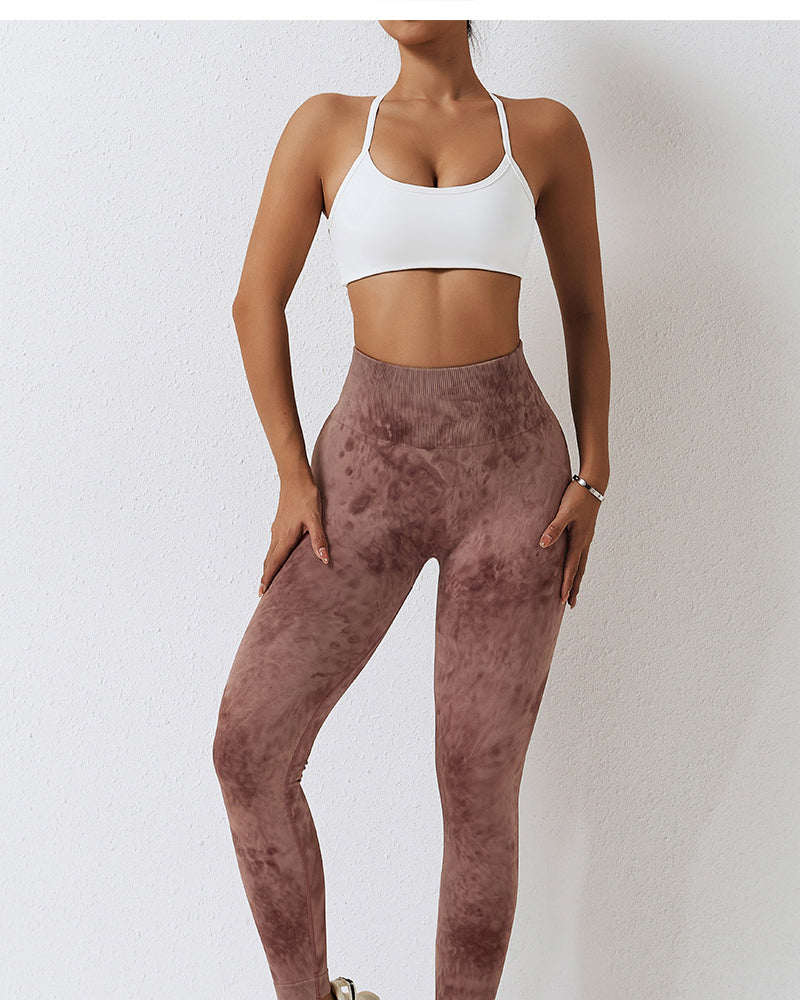 Women Seamless High Waist Tie-dye Slim Fitness Workout Leggings S-L