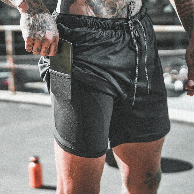 Fashion Hot NEW Men's Running Shorts Men 2 in 1 Sports Shorts Male Double-Deck Quick Drying Sports men Shorts Jogging Gym Shorts men OM9230 YD20001