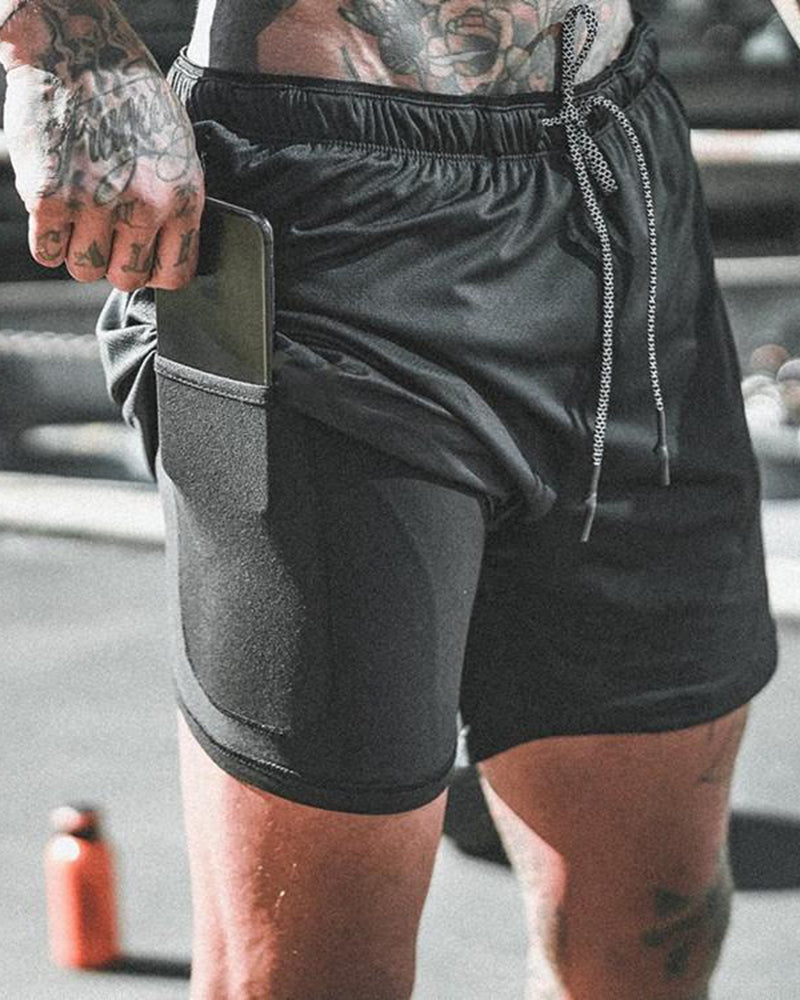 Fashion Hot NEW Men's Running Shorts Men 2 in 1 Sports Shorts Male Double-Deck Quick Drying Sports men Shorts Jogging Gym Shorts men OM9230 YD20001