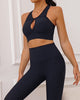 Fashion Women Solid Color Hollow Out Bra High Waist No Embarrassing Line Sports Leggings S-L
