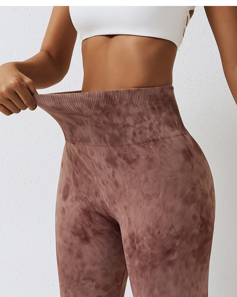 Women Seamless High Waist Tie-dye Slim Fitness Workout Leggings S-L