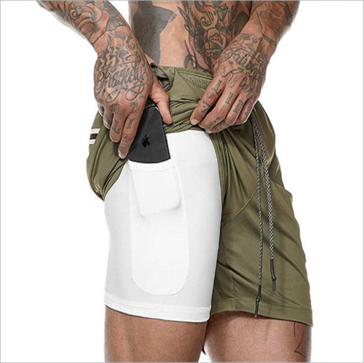 Fashion Hot NEW Men's Running Shorts Men 2 in 1 Sports Shorts Male Double-Deck Quick Drying Sports men Shorts Jogging Gym Shorts men OM9230 YD20001