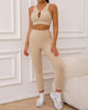 Fashion Women Solid Color Hollow Out Bra High Waist No Embarrassing Line Sports Leggings S-L